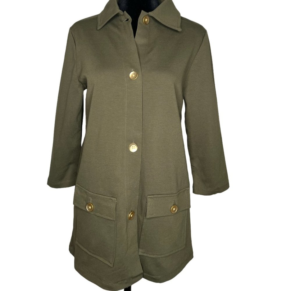 SLINKY BRAND 3/4 SLEEVE SAFARI JACKET- XS- OLIVE